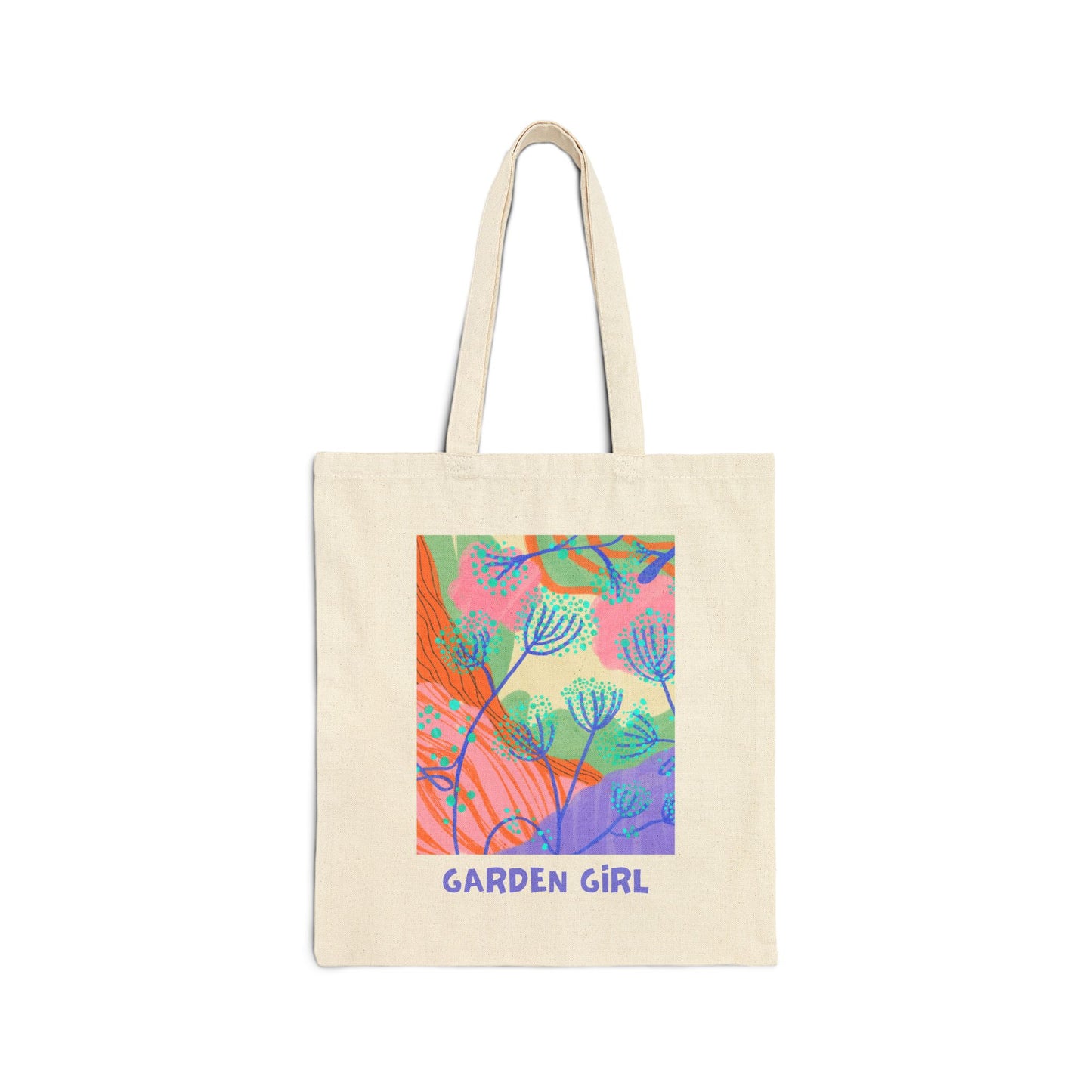Garden Girl Cotton Canvas Tote Bag - abstract