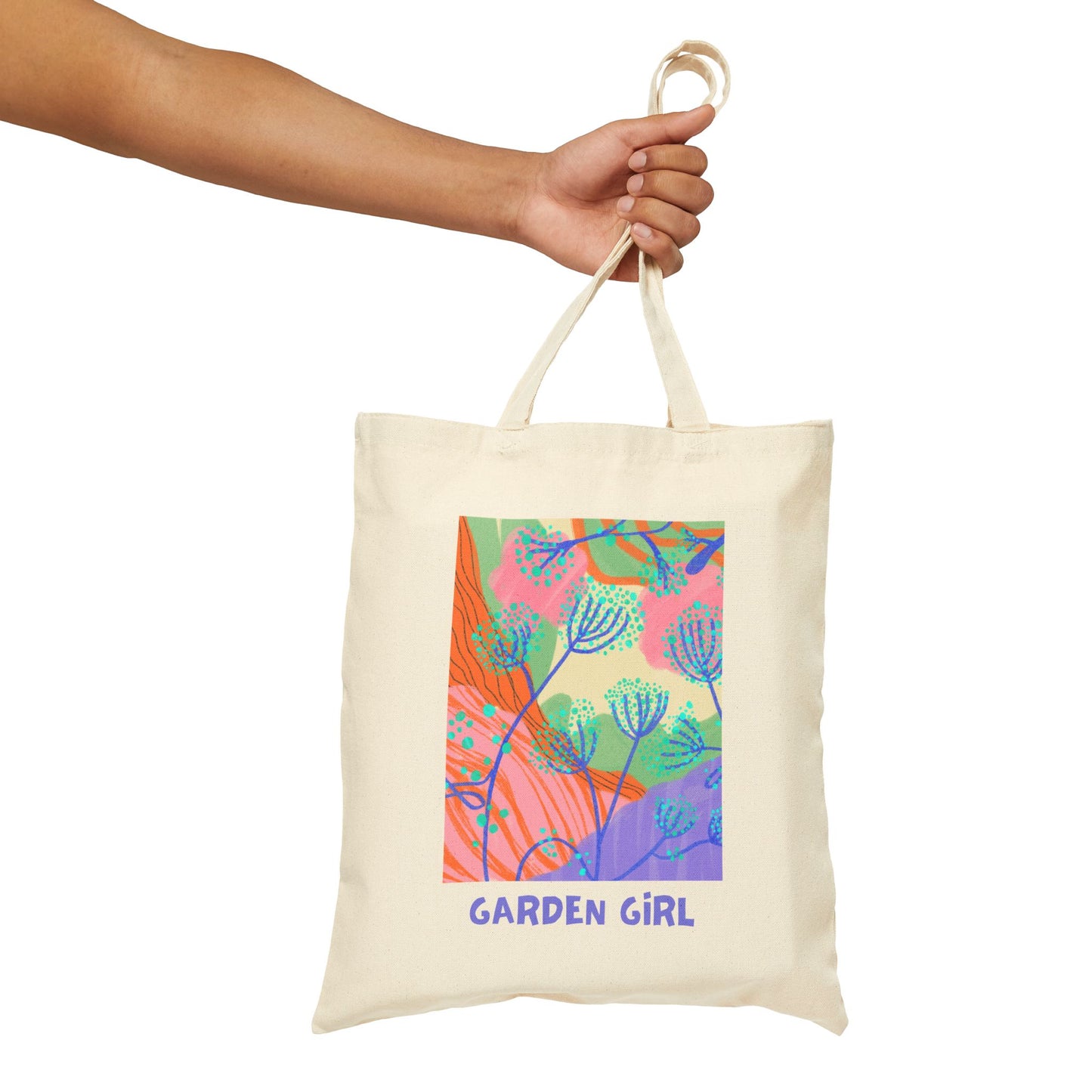 Garden Girl Cotton Canvas Tote Bag - abstract