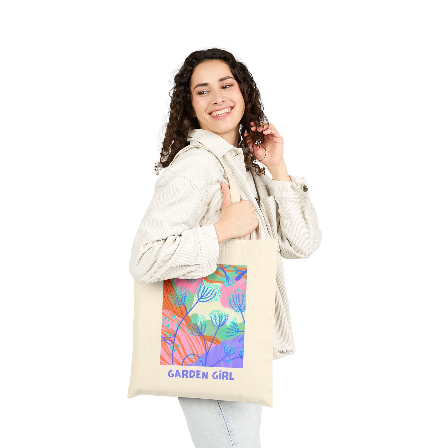 Garden Girl Cotton Canvas Tote Bag - abstract
