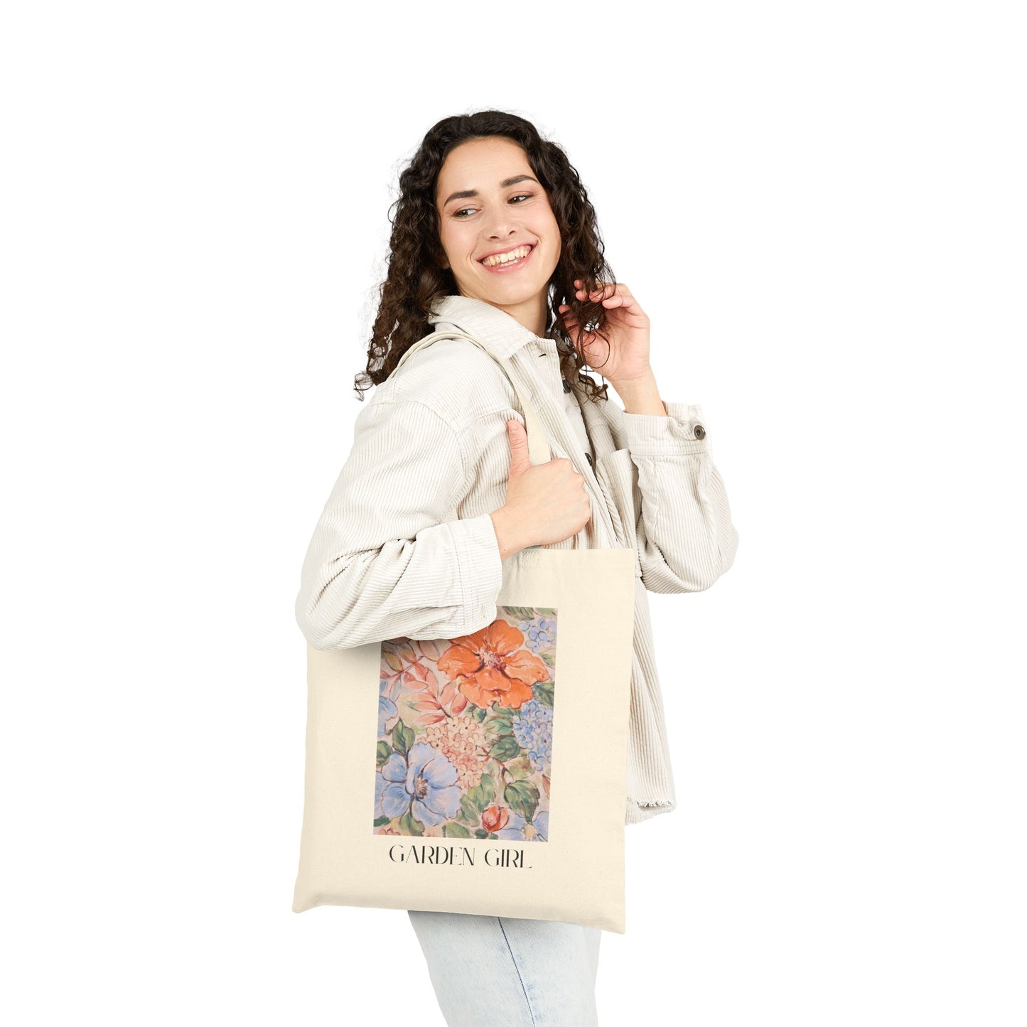 Garden Girl Cotton Canvas Tote Bag