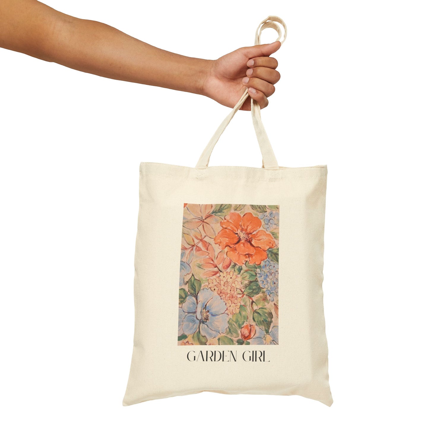 Garden Girl Cotton Canvas Tote Bag