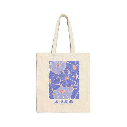 Le Jardin Cotton Canvas Tote Bag- Purple