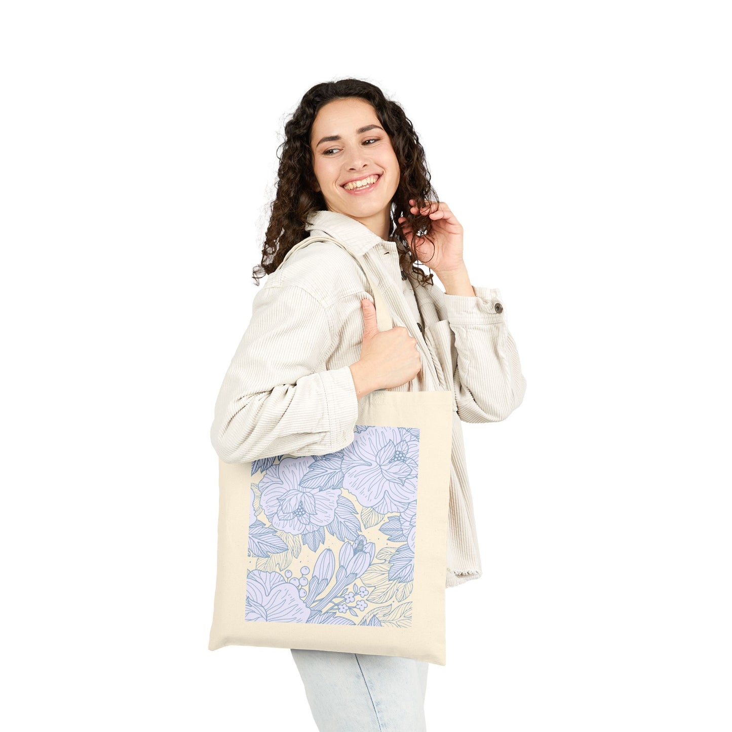 Floral Cotton Canvas Tote Bag