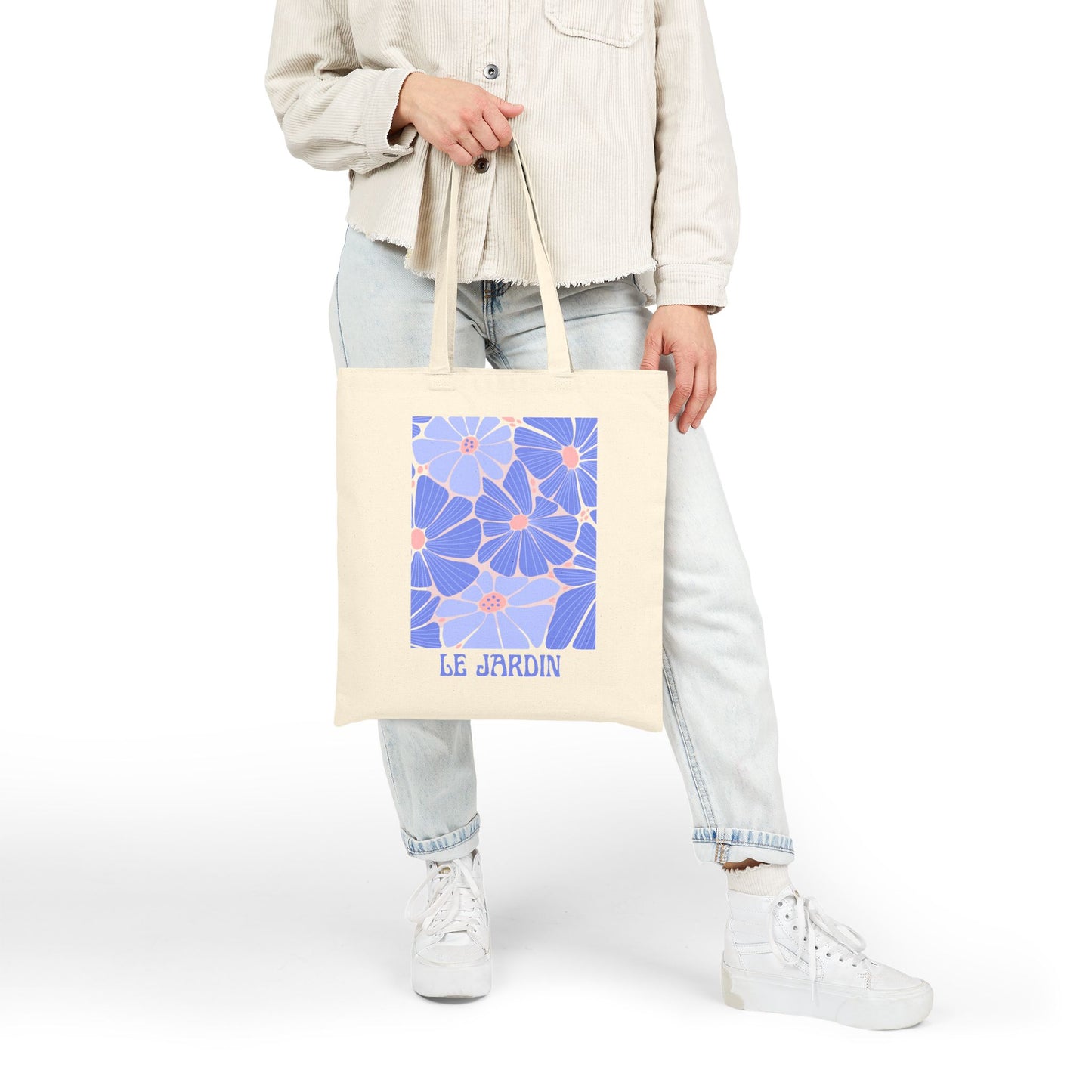 Le Jardin Cotton Canvas Tote Bag- Purple